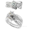 2012 Hot Selling Gold Diamond Engagement And Wedding Ring Sets With Brass Mounting